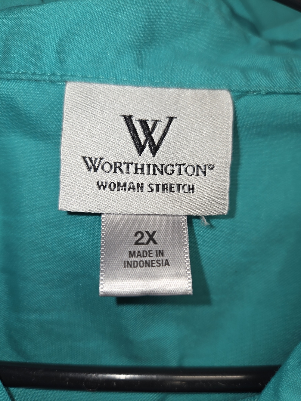 Worthington Teal Short-Sleeve Button-Down Shirt - Picture 2 of 3
